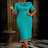 AOMEIDRESS Bodycon Midi Dresses Irregular Neck 3D Flower Short Sleeve Green / S