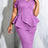 AOMEIDRESS Bodycon Off Shoulder Dress Peplum Party Weddings Occasions - Lavender / S