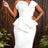 AOMEIDRESS Bodycon Off Shoulder Dress Peplum Party Weddings Occasions - White / S