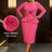 AOMEIDRESS Bodycon Peplum Dress with 3D Flower for Wedding Party WatermelonRed / S