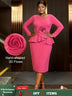 AOMEIDRESS Bodycon Peplum Dress with 3D Flower for Wedding Party WatermelonRed / S