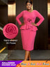 AOMEIDRESS Bodycon Peplum Dress with 3D Flower for Wedding Party WatermelonRed / S