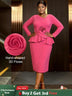 AOMEIDRESS Bodycon Peplum Dress with 3D Flower for Wedding Party WatermelonRed / S