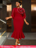 AOMEIDRESS Bodycon Red Mermaid Dress with 3D Flower for Wedding Party Red / S