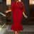 AOMEIDRESS Bodycon Red Mermaid Dress with 3D Flower for Wedding Party Red / S
