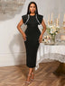AOMEIDRESS Bodycon Sequins Dress for Wedding Guest Party Christmas Black / S