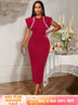 AOMEIDRESS Bodycon Sequins Dress for Wedding Guest Party Christmas DarkRed / S