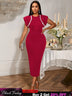 AOMEIDRESS Bodycon Sequins Dress for Wedding Guest Party Christmas DarkRed / S