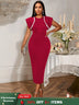AOMEIDRESS Bodycon Sequins Dress for Wedding Guest Party Christmas DarkRed / S