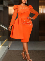 AOMEIDRESS Bodycon Wedding Guest Party Dress With Beading Lace Sleeve