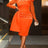AOMEIDRESS Bodycon Wedding Guest Party Dress With Beading Lace Sleeve Orange / S