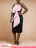 AOMEIDRESS Bow Off Shoulder Grace Wedding Guest Dresses for Women Pink / S