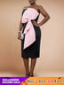 AOMEIDRESS Bow Off Shoulder Grace Wedding Guest Dresses for Women Pink / S