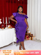 Purple Plus Size Slim Bridesmaid Dress
