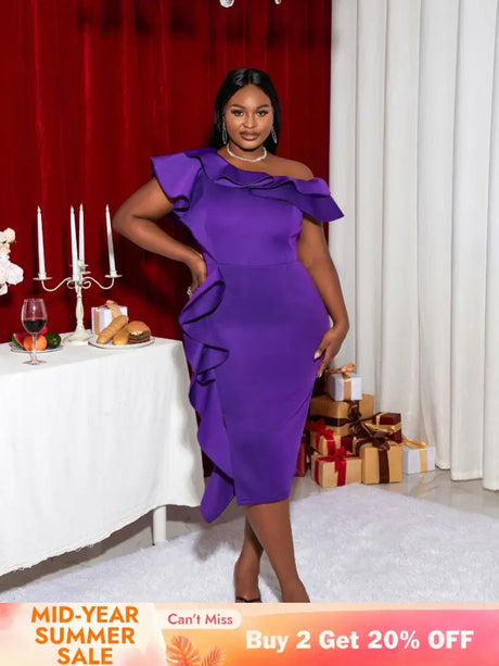 Purple Plus Size Slim Bridesmaid Dress