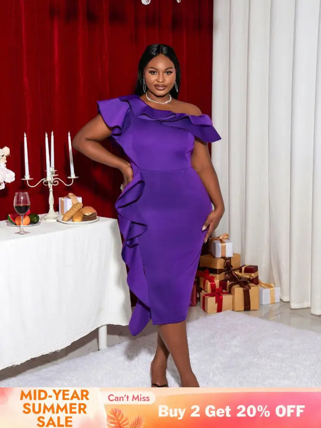 Purple Plus Size Slim Bridesmaid Dress