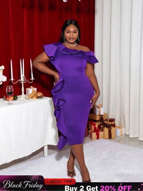 Purple Plus Size Slim Bridesmaid Dress