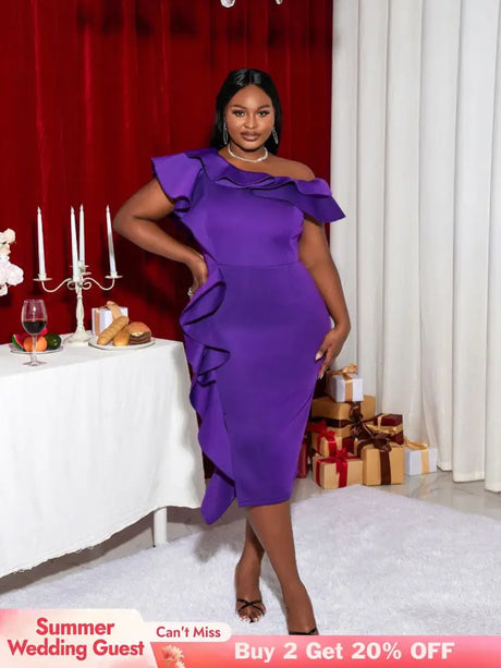 Purple Plus Size Slim Bridesmaid Dress