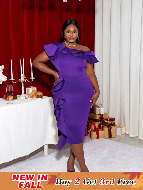 Purple Plus Size Slim Bridesmaid Dress