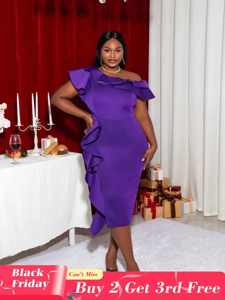Purple Plus Size Slim Bridesmaid Dress