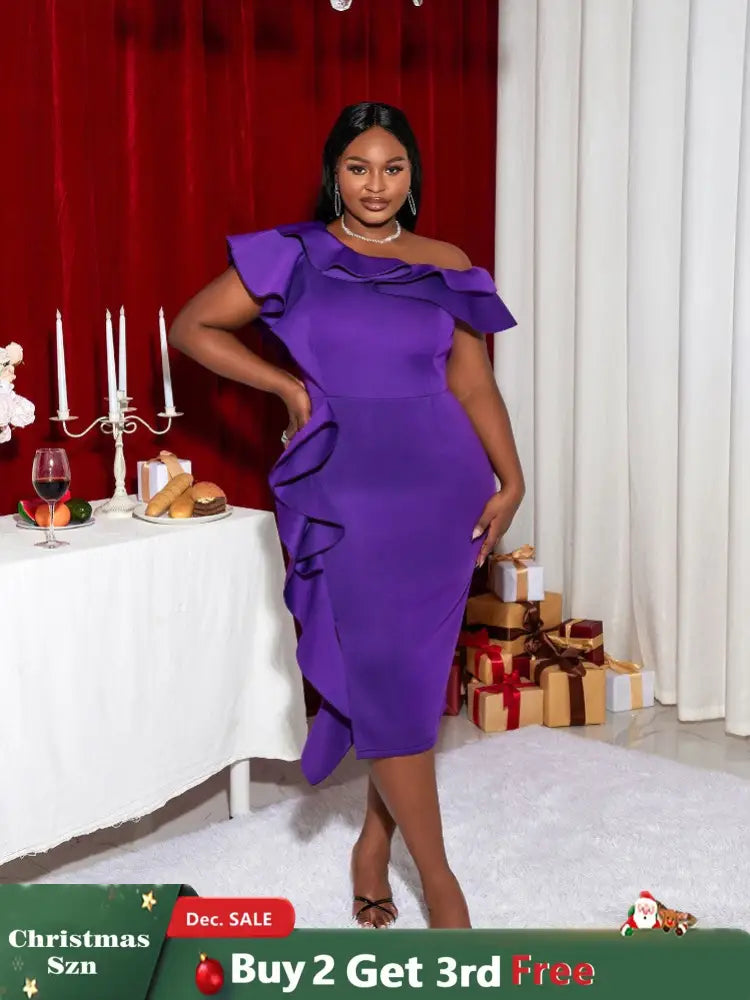 Purple Plus Size Slim Bridesmaid Dress
