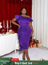Purple Plus Size Slim Bridesmaid Dress