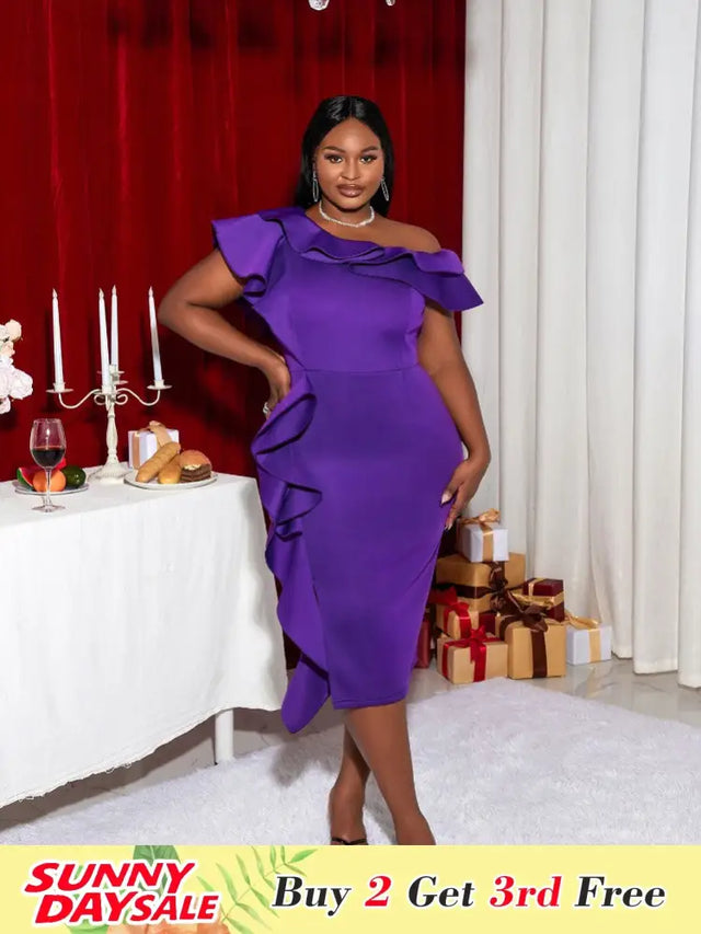 Purple Plus Size Slim Bridesmaid Dress