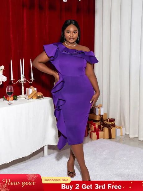 Purple Plus Size Slim Bridesmaid Dress