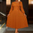 AOMEIDRESS Brown A Line Dress Skew Collar Long Puff Sleeve 3D Flower Brown / S