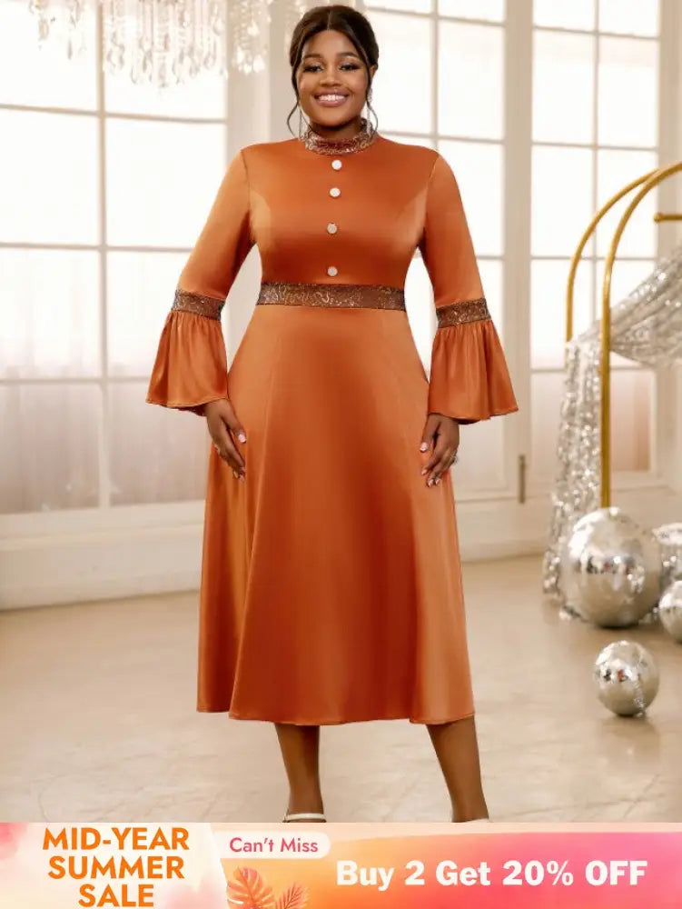 brown half high collar dresses for women