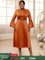 brown half high collar dresses for women