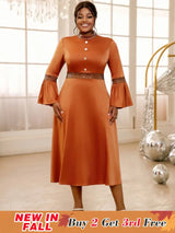 brown half high collar dresses for women