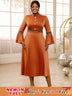 brown half high collar dresses for women