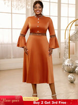 brown half high collar dresses for women