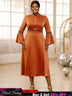 brown half high collar dresses for women
