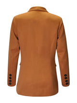 AOMEIDRESS Brown Office Blazer Lapel Button Elegant Business Wear