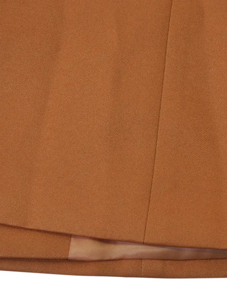 AOMEIDRESS Brown Office Blazer Lapel Button Elegant Business Wear