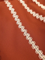 AOMEIDRESS Brown Pleated Chiffon Dress Ruffle Sleeve Party Outfits