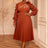 AOMEIDRESS Brown Pleated Chiffon Dress Ruffle Sleeve Party Outfits Brown / M