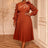 AOMEIDRESS Brown Pleated Chiffon Dress Ruffle Sleeve Party Outfits Brown / M