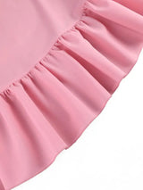 AOMEIDRESS Bubu Dresses Kaftan Loose Ruffles Africa Party Gowns Pink / One Size