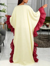 AOMEIDRESS Bubu Dresses Kaftan Loose Turn Down Collar Batwing Sleeves - LightYellow / One Size