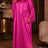 AOMEIDRESS Bubu Dresses Satin Fringe Tie Neck Long Sleeve Loose Maxi - Rose / One Size