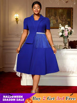 AOMEIDRESS Bule Elegant Formal Church A Line Dresses For Woman 2025 Blue / 0XL
