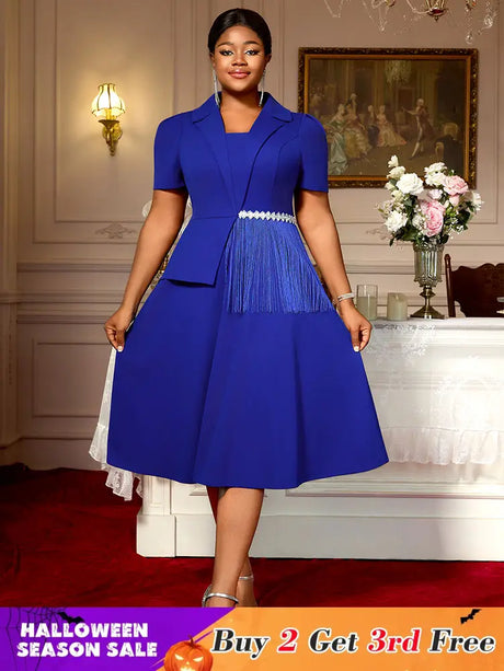 AOMEIDRESS Bule Elegant Formal Church A Line Dresses For Woman 2025 Blue / 0XL