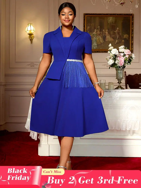 AOMEIDRESS Bule Elegant Formal Church A Line Dresses For Woman 2025 Blue / 0XL