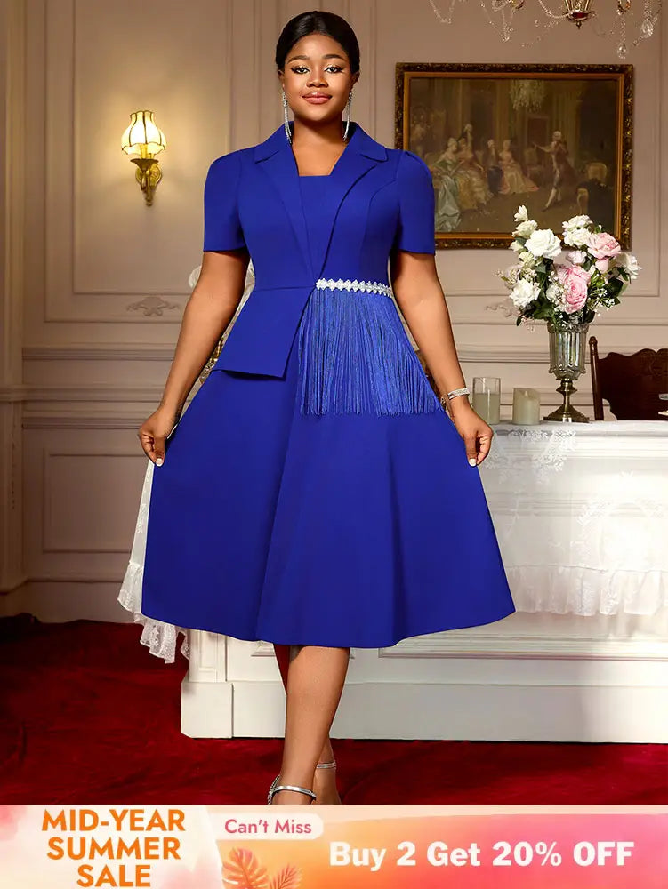 AOMEIDRESS Bule Elegant Formal Church A Line Dresses For Woman 2025 Blue / 0XL
