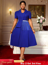 AOMEIDRESS Bule Elegant Formal Church A Line Dresses For Woman 2025 Blue / 0XL