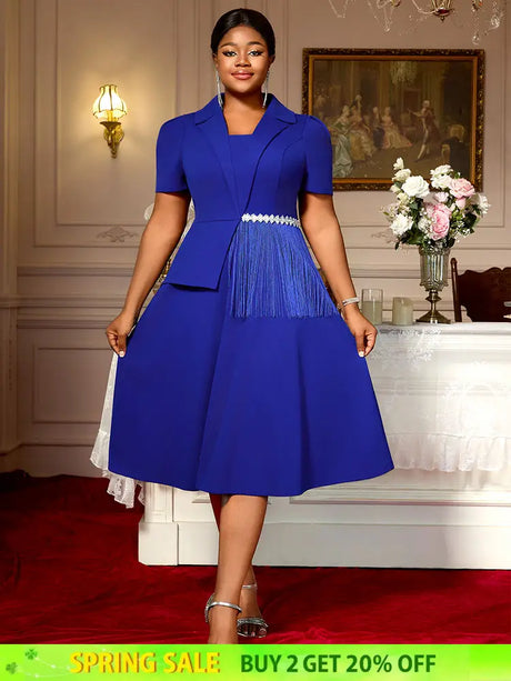 AOMEIDRESS Bule Elegant Formal Church A Line Dresses For Woman 2025 Blue / 0XL