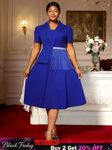 AOMEIDRESS Bule Elegant Formal Church A Line Dresses For Woman 2025 Blue / 0XL
